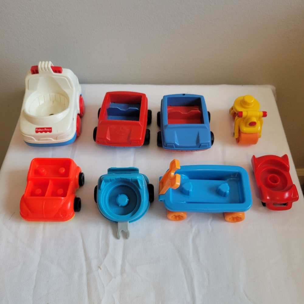 Fisher-Price & Others Colorful Vehicle Set for Kids Vintage